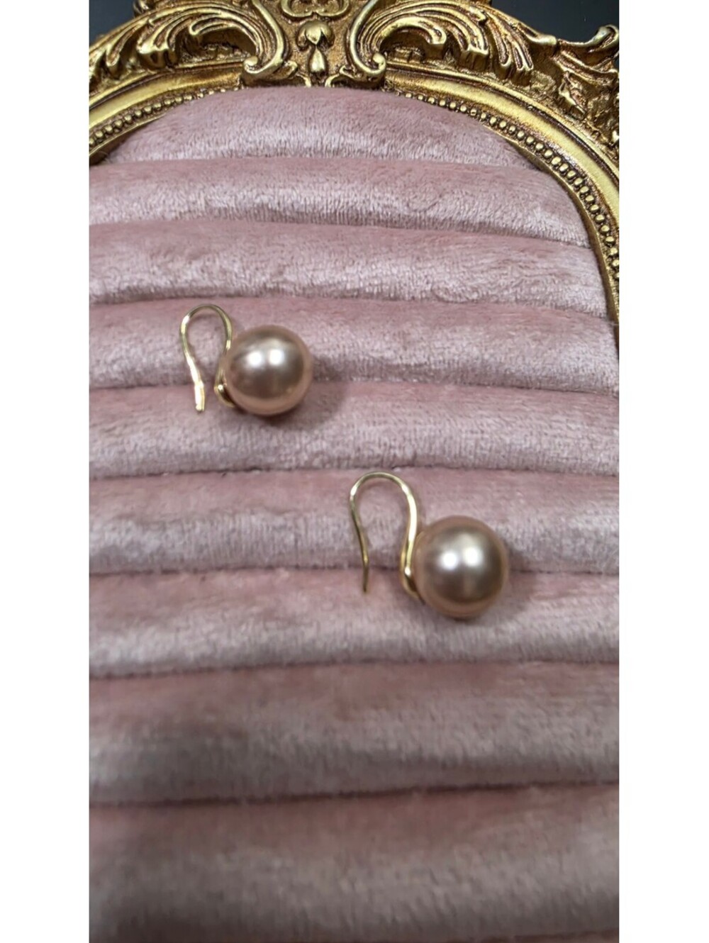 Elegant Pink Imitation Pearl Earrings with Classic Copper Hooks